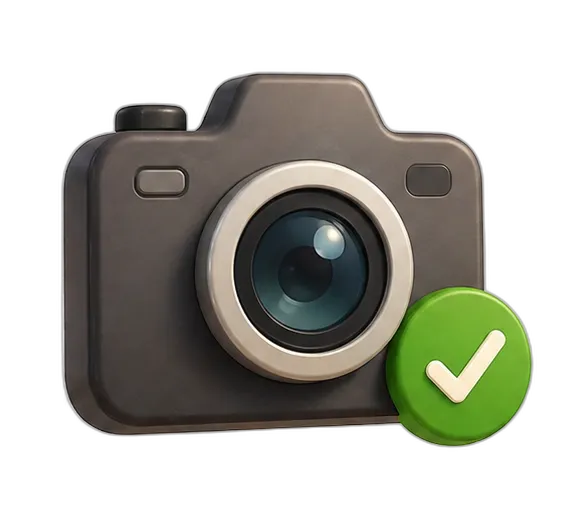 Camera with checkmark